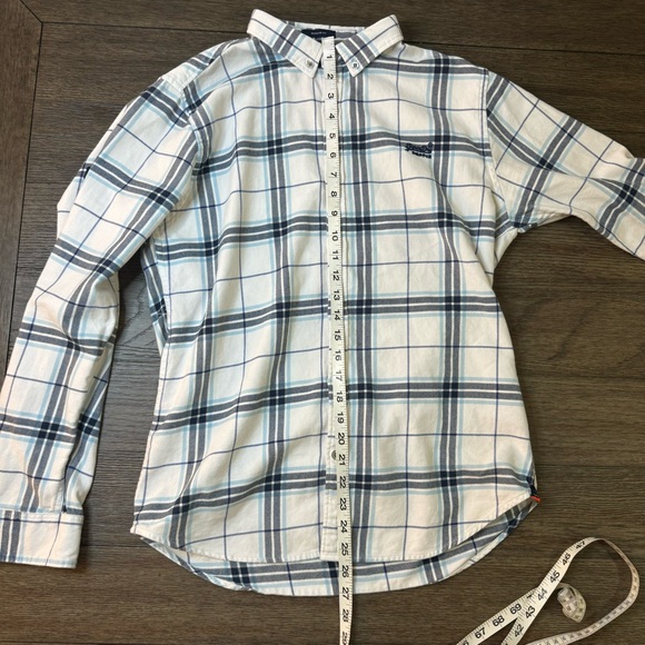 Superdry white collared button down plaid flannel shirt - Picture 10 of 12